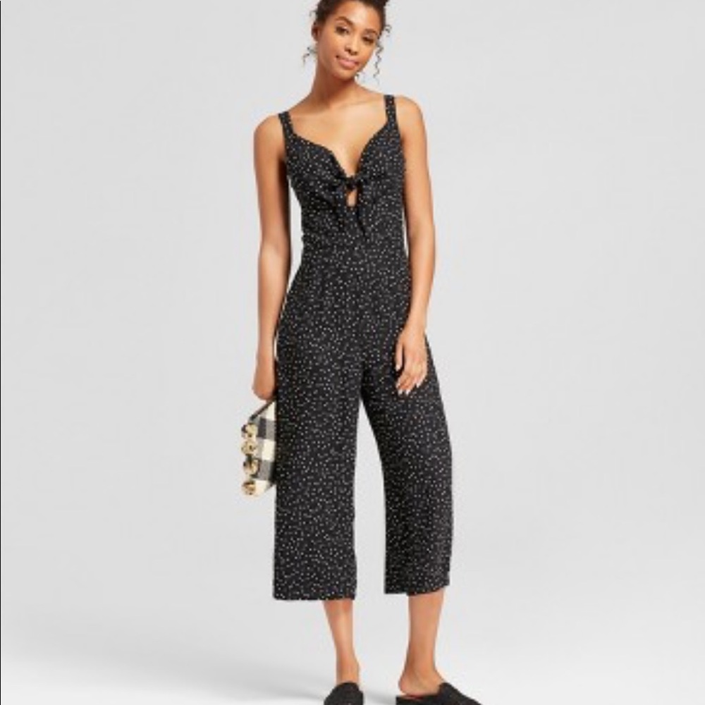 Women's Polka Dot Knot Front Jumpsuit